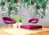 Flowing water marble plum blossom ink Photo Wallpapers For Wall 3 d Living Room Bedroom Shop Bar Cafe Walls Murals Roll Papel De Parede