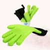 Heat Resistant Cooking Gloves Silicone Grilling Gloves Long Waterproof BBQ Kitchen Oven Mitts with Inner Cotton Layer JK2005