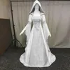 Vestidos casuais moda feminina manga longa com capuz vestido medieval chão comprimento cosplay robe femme maxi mulheres vestido # l201