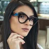 Groothandel-merk Cat Eye Clear Sunglasses Dames Transparante Glazen Optische Frame Vintage Eyewear Mode Zonnebril Vrouwelijke Shades UV400