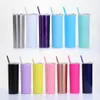 20oz 600ml Stainless Steel Straight Cup Tall Skinny Tumbler Vacuum Insulation Water Mug Cups with Lid and Straw LJJA3153