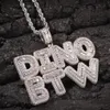 Hiphop aangepaste naam Baguette letter ketting met gratis touwketen Gold Sier Bling Zirconia Men Hangdoek sieraden