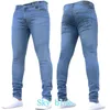 Heren jeans Slim Fit Hi-Street Distressed Denim Joggers Stretch Trend Kniebatte Zipper Voeten Broek