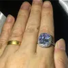 Choucong duży luksusowy pierścionek 925 srebrna poduszka srebrna Cut 8ct Diamond CZ zaręczyna