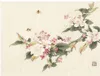 peinture chinoise peints à la main de style chinois pêche de fonds d'écran fleur de mur de fond de fleur TV