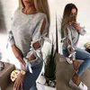 Fanbety Women Hollow Out Bow Knot Knitted Sweater Lady Casual O Long Sleeve Pull Jumper Femme Winter Divbed Pullovers