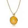 NEW 100% 925 Sterling Silver Genuine Sun 18 Gold Sun Pendant Pandora Necklace Original Orange Charm Pendant Women Gift