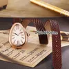 New Fashion 102781 Rose Gold White Dial Swiss Quartz Womens Watch Ladies Watches Lengthened Black Red White Green Brown Leather Strap 38c3