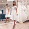 Tanie Satin Short Wedding Dress Suknie Ślubne Suknie Suknie Ślubne Ramię Rampa DE Mariage Plus Size