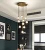 Lámpara de araña Led con bola de cristal americana, lámpara colgante de cristal para escalera de Villa de lujo para sala de estar, Lustres para el hogar