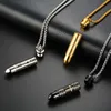 316L Stainless steel Open bullet Pendant Necklaces Mens Cross Scripture Locket Charm Gold chains For women Hip Hop Jewelry