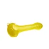 Ideal Hand Pipe: Unique 5" Fumed Frit Long Glass Spoon Pipe in Vibrant Yellow