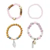 Sets Bohemian Stackable Wood Shell Bead Armbanden voor Dames Stretch Multi Layered Armband Set Multicolor Sieraden