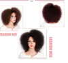 Syntetyczny Peruka Afro Dla Kobiet Afryki Ciemnobrązowy Czarny Czerwony Kolor Yaki Proste Krótkie Wig Cosplay Włosy