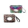 Neoprene Tissue Box Holder with Wristlet Lanyard Leopard Sunflower Cactus Prints Facial Tissue Napkin Cover Case Home Christmas Part Gifts