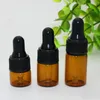 En gros 2000 pcs/lot 3 ml ambre Mini flacons en verre avec bouchon compte-gouttes en verre pur petites bouteilles compte-gouttes d'huile essentielle