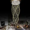 K9 Crystal Raindrop Kroonluchter Verlichtingsarmatuur Plafond LED Ronde Vorm Suspension Hang Lamp Woonkamer Light Luster Lamp