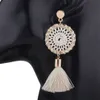 Fashion- Tassel dangle earrings Weave fringe chandelier ear drop women girl Bohemia ear jewelry seven colors red black white orange pink