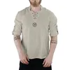 2019 Harajuku blusa informal para hombre novedad de verano estilo personalidad de moda algodón-lino puro largo manga Top deporte lino Top153q