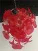 Lampade a sospensione decorativa a fiori Illuminazione con paralume rosso Lampadari per matrimoni Lampadario in vetro soffiato a mano per decorazioni natalizie
