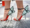 Hot Sale-Sophia Webster Bröllop Sandaler Kvinnor Patchwork Gladiator High Heels Buckle Stilettos Party Dress Sandals Zapatos Mujer