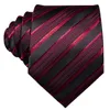 Fast Shipping Ties Mens 100% Silk Designers Fashion Black Red Stripes Tie Hanky Cufflinks Sets for Mens Formal Wedding Party Groom N-5022