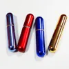 4color Mini Empty Spray Perfume Bottle 5ml Aluminium Anodized Compact Perfume Atomiser Fragrance Empty Glass Scent-bottle RRA2215