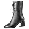 Elegante Botas Mulheres Punk gótico botas quentes Lace-up Casual 2019 sapatos de inverno ocidental fêmea botas de vaqueiro # G7