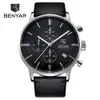 Benyar 패션 크로노 그래프 스포츠 남성 시계 최고의 브랜드 럭셔리 쿼츠 시계 방수 시계 남성 시간 relogio masculino2433