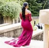 Fuchsia Brautjungfernkleider Plus Size Schulterfrei mit langen Ärmeln Meerjungfrau Hochzeitsgastkleid Afrikanische Frauen formelle Kleidung. Trauzeugin-Kleider