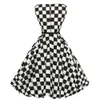 2018 robe d'été Vintage Plaid imprimé moulante sans manches décontracté doux soirée dames femmes robe de soirée grande taille en Black224r