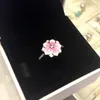 Pink Magnolia Flower Elegant Ring For Pandora 925 Sterling Silver Luxury Designer Women's Birthday Gift Ring With Original Box