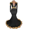 Long Formal Fitted Mermaid Evening Dresses Gold Appliques Black White Ivory Pink Burgundy Open Back Prom Dress Sexy Formal Gowns