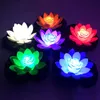 Trädgårdsdekorationer Artifical Lotus Flower Solar Powered Night Light LED Energibesparing Lotuslampa för pool damm fontän dekoration
