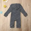 meninas bebê meninos listrado rompers infantis crianças de luxo com capuz macacões outono malha Onesies quentes outfits crianças roupa de escalada