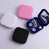 Contact Lens case Accessories Vision Care Eye mate box Colors Beauty Square smooth surface free ship 5pcs