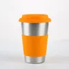 500ml Paslanmaz Çelik Kahve Kupa Tek Kat Olmayan Bira Kupası - Gıda Tipi Silikon kapak ile Kol Açık Seyahat Mug slip