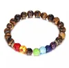 Atacado New Natural Stone Pulseiras 7 Reiki Chakra Equilíbrio Pulseira Frisada para Homens Mulheres Estiramento Yoga Jóias