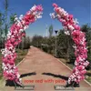 2.5M height artificial Cherry Blossom Arch Door Road Lead Moon Shaped Arches Shelf with Artificial Flower Set for Party Backdrop Supplies