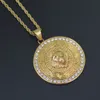 Wholesale-Stainless Steel Crystal Lion Head Pendant Necklace Hip Hop Jewelry 24inch Rope chain SN138