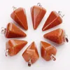 Colliers à colonne hexagonale pendentif en pierre naturelle pierres roses Chamrs Section conique pendule pendentifs en cristal collier pour femmes