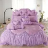 Katoen Jacquard Kant Prinses Bed set Bruiloft Beddengoed Sets Queen King size Beddengoed Laken Boho Dekbedovertrek Set Bedclothes191g