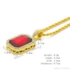 سلاسل ذهبية جميلة مصرية مفتاح الحياة من الحياة معلقة جميلة مع Ruby Ruby Cross Necklace مجموعة الرجال بلينغ هوب المجوهرات