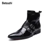 Batzuzhi 2018 Neue Männer Schuhe Stiefel Western Cowboy Stiefeletten Männer Spitze Schnallen Schwarz Leder botas hombre Runway, party Stiefel