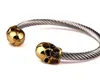 Hip-Hop Charm Gold Skull Bangle Mens Justerat Titanium Steel Fashion Nightclub Party Male Armband GD116