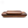 6 Size Square Rectangle Shaped Fruits Cake Snack Dishes Natural Wood Tray Dinner Plate Food Dessert Tea Plate