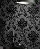 Lyx damask tapet svart sammet non-woven 3d präglad blommig vägg som täcker vardagsrum för hemvägg dekoration