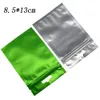 8.5 * 13cm Vert Mat Feuille D'aluminium En Plastique Transparent Fermeture À Glissière Sac Refermable Givré Poly Mylar Sac pour Alimentaire Accessoires Électroniques Emballage