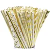 Drop shipping 1000pcs Gold stamping drinking straws Eco-friendly Chevron patterns Striped Polka Dot Stars Drinking Paper Straw party favor