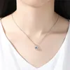 Four Claws Round Diamond Necklace 925 Silver Plated Fashion Rabbit Ear V Letter Women Cubic Zirconia Pendant Choker Statement Necklaces Girls CZ Zircon Jewelry Gift